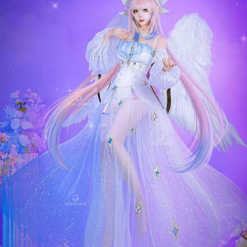 Uwowo kokomi angel cosplay blue and purple fairy dress